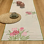 Embroidered tablecloth and scarf Pink tulips