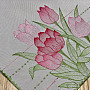 Embroidered tablecloth and scarf Pink tulips