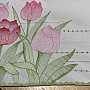 Embroidered tablecloth and scarf Pink tulips