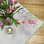 Embroidered tablecloth and scarf Pink tulips