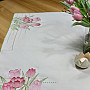 Embroidered tablecloth and scarf Pink tulips