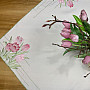 Embroidered tablecloth and scarf Pink tulips