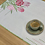 Embroidered tablecloth and scarf Pink tulips