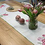 Embroidered tablecloth and scarf Pink tulips