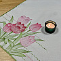 Embroidered tablecloth and scarf Pink tulips