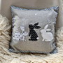 Embroidered Easter bedspread GRAY RABBITS