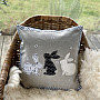 Embroidered Easter bedspread GRAY RABBITS