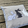 Embroidered Easter bedspread GRAY RABBITS