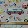 Children decorative fabric HIPPIE CARS pink