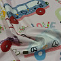 Children decorative fabric HIPPIE CARS pink