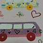 Children decorative fabric HIPPIE CARS pink