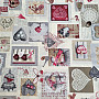 Decorative fabric HEART SHABBY burgundy