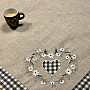 Embroidered tablecloth COUNTRY STYLE HEART gray