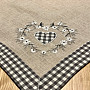 Embroidered tablecloth COUNTRY STYLE HEART gray