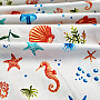 Cotton fabric SEAFOOD white