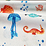 Cotton fabric SEAFOOD white