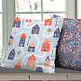 Decorative fabric  HOUSES blue